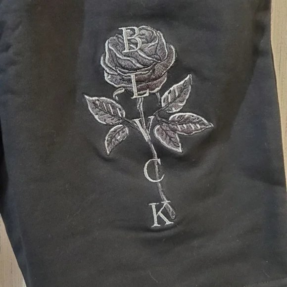 BLVCK Paris Men's Shorts Small Rose Eternelle Black Unisex Pockets Knit NEW - Picture 4 of 8